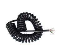 1pc 8-core 0.2mm² Spring Wire Spiral Cable Stretchable Wire Black Power Cord Pure Copper Core TPU Sheath Wear-resistant Oil-resistant(Stretch 2.5m)