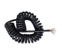 1pc 8-core 0.5mm² Spring Wire Spiral Cable Stretchable Wire Black Power Cord Pure Copper Core TPU Sheath Wear-resistant Oil-resistant(Stretch 2.5m)