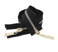 1Pc 80/100/120cm Auto Lock Metal Zipper Double Slider Puller Zippers for Jacket Coat Repair DIY Clothing Sewing(BlackGold,120cm)