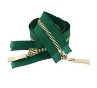 1Pc 80/100/120cm Double Slider Zipper Auto Lock Metal Zippers Open-End Two Way Zip Jacket Decor Ziper Garment for Clothing,Duvet Covers, Backpacks(GreenGold,100cm)