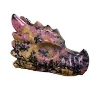 1pc 800-900g Rose Stone Quartz Crystal Dragon Head Gemstone Home and Office Decoration Gift