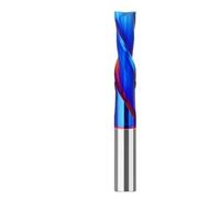 1pc 8mm Shank Straight Cutter Alloy Plated Blue Top Rotary Bottom Trimming Tungsten Carbide Woodworking Milling(29mm)