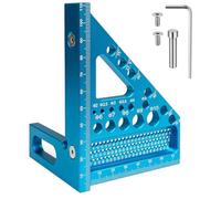 1Pc 8mm Thickened Aluminum Speed Square, 22.5-90° 3D Multi-Angle Measuring Ruler, Carpenter Square with 11 Drill Holes & Hole Saw Guide, Multifunctional Woodworking Tool Set (Blue)