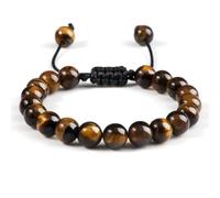 1pc 8mm Tiger Eye Stone Beads Bracelet Adjustable Braided Rope Bangles Natural Lava Rock Bracelets Fashion Professionals