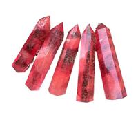 1pc 9-10cm Red Melting Crystal Tower Decor Gemstone Stone