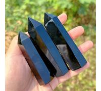 1pc 9-11cm Black Obsidian Crystal Tower Large Hexagonal Pillar for Home Decoration and Holiday Gifts Gemstone Stone