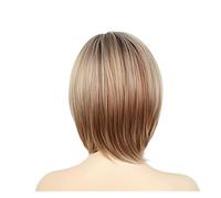 1pc A Short Straight Hair Synthetic Fiber Wig With A Gold-brown Bob Perfectly Styled It Is Suitable For Any Lady To Wear