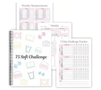 1PC A4 75 Target Soft Challenge Planner Notebook, 75 Easy Soft Challenge Tracker Planner Journal Bundle Editable, Spiral Weekly and Monthly Calendar Planners Note Book for Daily Work, Meal, Reading