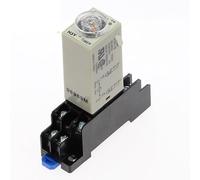 1pc AC 220V 0-10 Seconds Power-on Delay Rotary Knob DPDT Timer Timing Time Relay H3Y-2 With Base Socket ZGPOSQKZSC
