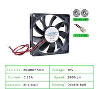 1pc ACP8015 8cm 80mm fan 80x80x15mm DC5V 12V 24V 2pin cooling fan for router chassis power supply charger inverter(12V Double ball)