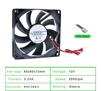 1pc ACP8015 8cm 80mm fan 80x80x15mm DC5V 12V 24V 2pin cooling fan for router chassis power supply charger inverter(12V Sleeve)