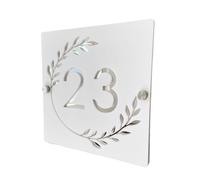 1pc Acrylic Address Sign House Number Plate Plaque Outdoor Wall Room Name Black Nails(White Silver,18X18CM Black Nails)