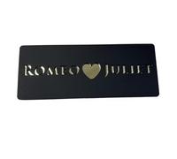 1PC Acrylic House Number Sign Plate Indoor Outdoor Wall Address Plaque 3D Love Name Decor(Black Gold,20x8cm B)