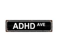 1pc, ADHD AVE" Non-Embossed Funny Metal Tin Sign (15.75" x 3.94" / 40 x 10cm), Novelty Street Sign, Home Decor, Room Decor, Wall Decor, Bathroom Decor, Bar Decor, Cafe Decor, Garage Decor