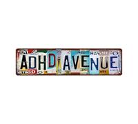1pc, ADHD AVENUE" Non-Embossed Funny Metal Tin Sign (15.75" x 3.94" / 40 x 10cm), Novelty Street Sign, Home Decor, Room Decor, Wall Decor, Bathroom Decor, Bar Decor, Cafe Decor, Garage Decor