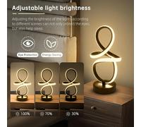 (1pc) Adjustable 3-Color LED Desk Lamp with USB - Energy-Efficient, Dimmable Bedside Reading Light, Black Spiral Design for Artistic Decor