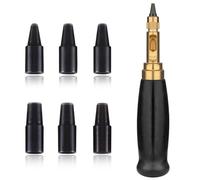 1Pc Adjustable Japanese Screw Hole Punch, Precision Leather Screw Punch Tool with 6 Punche Tips 1.5/2/2.5/3/3.5/4mm Hole Punching for Leather Punching DIY Craft Sewing (Black)