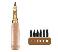 1Pc Adjustable Japanese Screw Hole Punch, Precision Leather Screw Punch Tool with 6 Punche Tips 1.5/2/2.5/3/3.5/4mm Hole Punching for Leather Punching DIY Craft Sewing