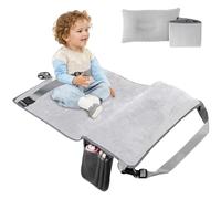 1PC Airplane Seat Extender for Kids, Portable Waterproof Toddler Travel Bed with Pocket, Long Trip Flyaways Must Have for Infant Sleeping & Rest, Grey.