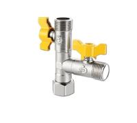 1pc All Copper Electroplating Thickened 1/2" 3-Way 4-Way Gas Valve Angle Ball for Water Heater Faucet Switch Shunt(C)