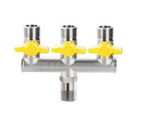 1pc All Copper Electroplating Thickened 1/2" 3-Way 4-Way Gas Valve Angle Ball for Water Heater Faucet Switch Shunt(G)