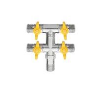 1pc All Copper Electroplating Thickened 1/2" 3-Way 4-Way Gas Valve Angle Ball for Water Heater Faucet Switch Shunt(K)