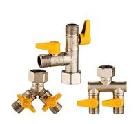 1PC All Copper Electroplating Thickened 3/4"-1/2" 3-Way Gas Valve Angle Ball for Water Heater Faucet Switch Shunt(A2)