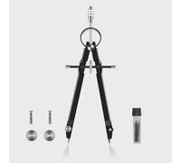 1Pc All Metal Precision Lock Geometry Compass, Spring Bow Thumbwheel Math Drawing Compass, Adjustable 1/8-10 Inch Circle Drafting Tool with Spare Leads Screws, Blue Black 2 Colors Optional