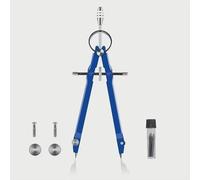 1Pc All Metal Precision Lock Geometry Compass, Spring Bow Thumbwheel Math Drawing Compass, Adjustable 1/8-10 Inch Circle Drafting Tool with Spare Leads Screws, Blue Black 2 Colors Optional
