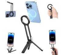1PC Aluminum Alloy Phione Tripod，Carabiner Magnetic Phone Tripod for iPhone，180° Rotation & Strong Magnet Magnetic Desk Mount Handle Holder for iPhone 17-12(Black)