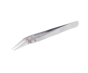 1pc Antimagnetic Ceramic Tweezers with Stainless Steel Grip, Heat Resistant for Precision Use, Available in Various Types (Little Curved Tip)