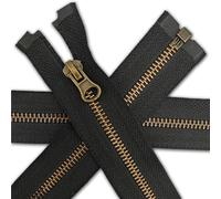 1pc Antique Brass Zip 17.7inch Open-End Fastener for Jackets Fleeces Heavy Duty Zipper with Metal Teeth Size #5 Single Puller 45cm (Black)