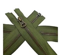 1pc Antique Brass Zip 70cm Open-End Fastener for Jackets Fleeces Heavy Duty Zipper with Metal Teeth Size #5 Single Puller (Olive Green)