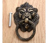 1Pc Antique Bronze/Gold Vintage Lion Head Door Handle Pulls Zinc Alloy Cabinet Dresser Drawer Pull Ring Knobs Furniture Hardware(C 43X77mm)