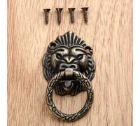 1Pc Antique Bronze/Gold Vintage Lion Head Door Handle Pulls Zinc Alloy Cabinet Dresser Drawer Pull Ring Knobs Furniture Hardware(A 28X48m)
