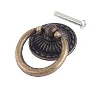 1PC Antique Bronze Wooden Box Ring Knob Furniture Handles Vintage Cabinet Knobs and Door Cupboard Pull with Screw Decor