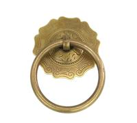 1pc Antique Door Knocker Brass Handle Eengraving Decorative Wooden Handles Knobs Round Ring Pull(3)
