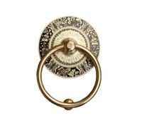 1pc Antique Doorknocker Brass Door Handle Vintage Eengraving Decorative Wooden Handles Knobs Round Ring Knocker(18cm Brass)