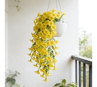 1PC Artificial Flower Vine - 85CM/33.5Inch Fake Rattan Plant Wall Hanging, Home Wedding Party Decor, Decorative for Outdoor Indoor (Yellow)