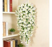 1PC Artificial Flower Vine - 85CM/33.5Inch Fake Rattan Plant Wall Hanging, Home Wedding Party Decor, Decorative for Outdoor Indoor (White)