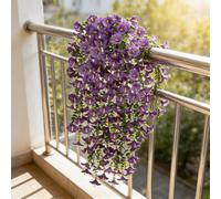 1PC Artificial Flower Vine - 85CM/33.5Inch Fake Rattan Plant Wall Hanging, Home Wedding Party Decor, Decorative for Outdoor Indoor (Purple)