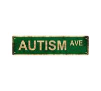 1pc, AUTISM AVE" Non-Embossed Funny Metal Tin Sign (15.75" x 3.94" / 40 x 10cm), Novelty Street Sign, Home Decor, Room Decor, Wall Decor, Bathroom Decor, Bar Decor, Cafe Decor, Garage Decor