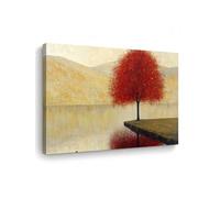1pc Autumn Tree Lake Canvas Wall Art Modern Landscape Painting Print Nature Scenery Artwork Living Room Office Decor 50x70cm Frameless