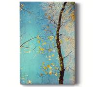 1pc Autumn Tree With Golden Leaves Against A Bright Blue Sky - Modern Nature Landscape Print For Living Room Decor 60x80cm framework