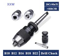 1pc B10 B12 B16 B18 B22 MT2 MT3 MT4 MT5 R8 C20 Self-Tightening Drill Chuck Three Claws Morse Drill Chuck Lathe CNC Drill Machine(R8-B18 (1-16mm) M12)