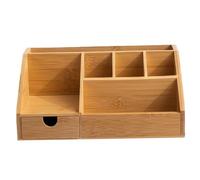 1PC Bamboo Desk Organizer, Space-Saving Wooden Desk Organizer with Drawer, Storage Box, Pencil Box, Tray for Office, Home Office, 9.6 x 5.9 x 4.3in