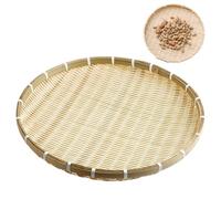 1PC Bamboo Tray, 16.5 Inch Flat Round Woven Tray No Hole Food Storage Shallow Basket for Home Farmhouse