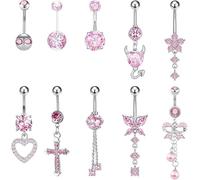 1pc Belly Button Bars, Belly Button Ring, Belly Bar, Navel Bars, Button Rings, Belly Piercing Navel Bar Belly Button, Belly Button Piercing, Butterfly Heart Bow Navel Piercing Jewelry