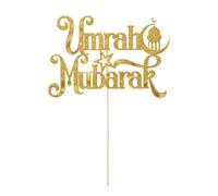 1Pc Big Umrah Mubarak Cake Topper Gold Glitter, Celebration Cake Umrah Mubarak Decorations for Celebrations Cakes Topper & Decorations for Muslim Events, Gifts, And Special Parties