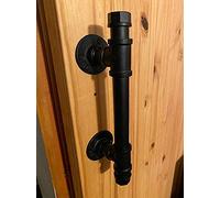 1pc Black Barn Door Pull Handle,Rustic Exterior Door Handle and Pulls,Industrial Pipe Interior Door Knobs,Iron Front Sliding Door Handle,Gate Handles Door Hardware,Industrial Style Retro